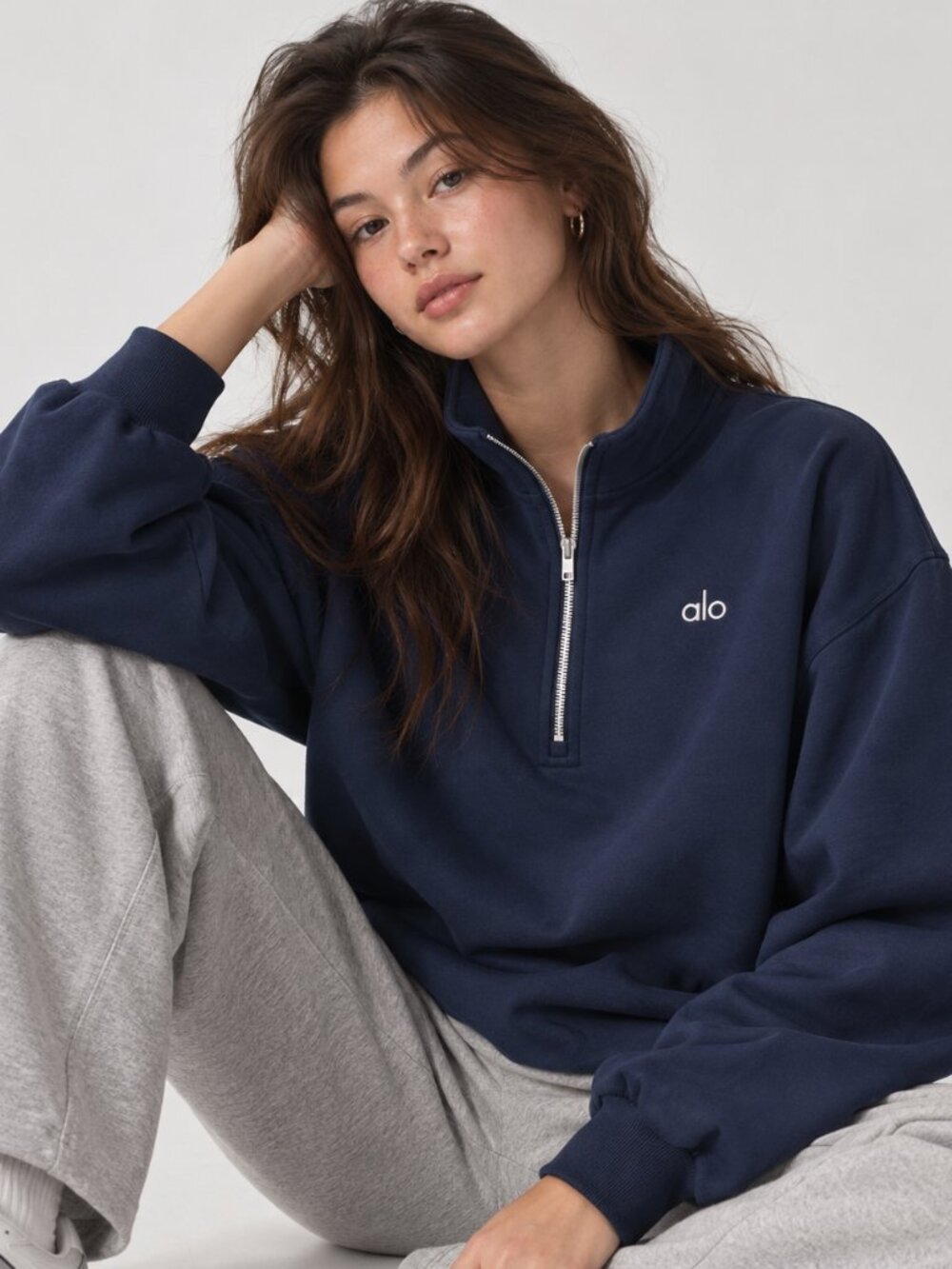 Alo Yoga Accolade 1/4 Zip Pullover Navy NWT XS-L